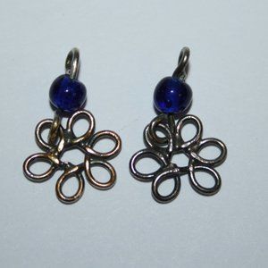 Beautiful silver wire and blue glass hoop earrings add ons